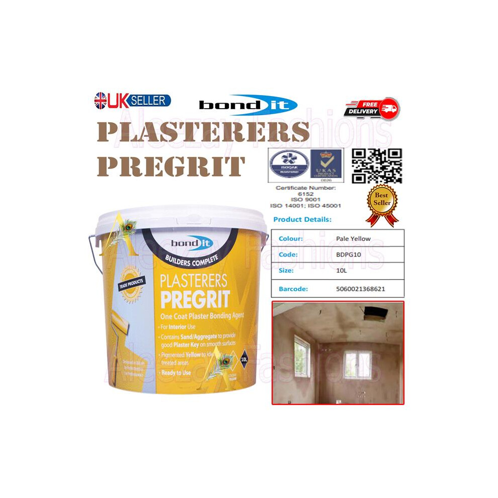 Bond It Plasterers Pregrit Internal Plaster Yellow Grip Coat- 10L