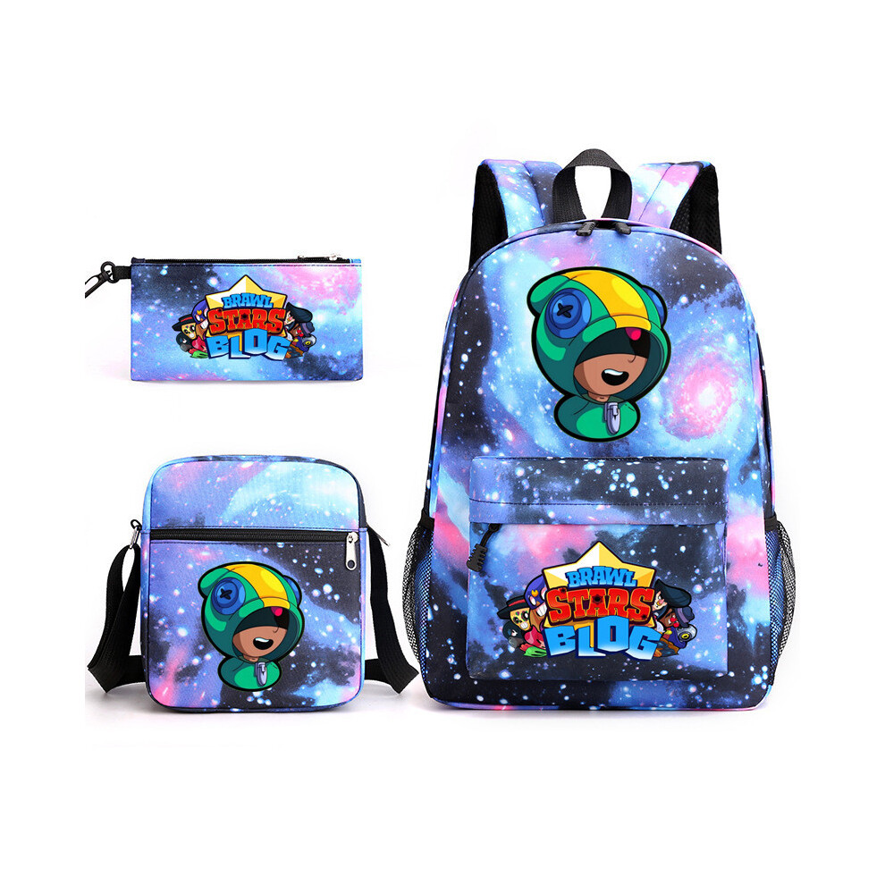 (Starry blue) BRAWL STARS School Bag Backpack Three-piece Set _a