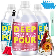 Teexpert Deep Pour Epoxy Resin, 5.4L/1.5Gallon Crystal Clear Epoxy Resin Kit for 2-4" Pour Depths, High Gloss Bubble