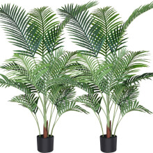 Fopamtri Umelá palma Areca 140CM Fake Palm Tree s 15 kmeňmi Faux Tree pre vnútorné vonkajšie moderné dekorácie Feaux