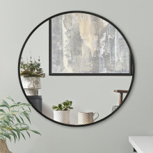 Americanflat 80 cm Aluminium Framed Black Round Mirror for Wall - Circle Mirror for Bedroom, Entryway