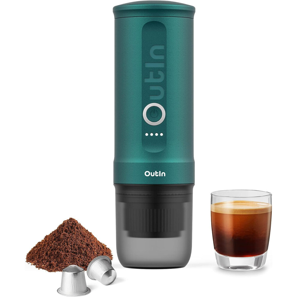 New Outin Nano Portable Electric Espresso Machine With 3-4 Min Self-Heating, 20 Bar Mini Small 12V 24V Car Coffee Maker Brown