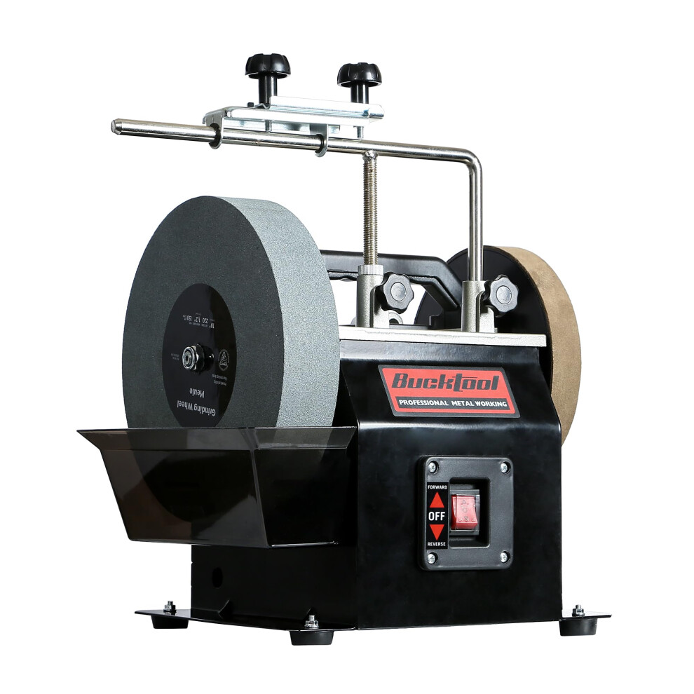 Bucktool 250Mm Wet Bench Grinder, 180W Wet Stone Sharpening And Honing System, 230~240V Water Cool Grinding Machine 709930300104