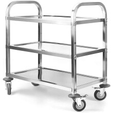 yoyous Large 3 Tier Stainless Steel Utility Cart 950x950x500MM Kitchen Rolling Carts Serving Trolley Service Catering Storage Cart