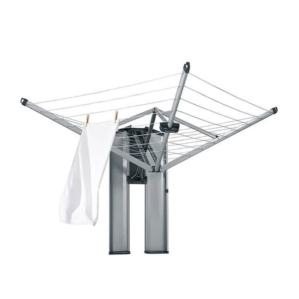 Brabantia - WallFix - 24 Metres of Clothes Line - UV-Resistant & Non-Slip Lining - Foldable Rotary Dryer - Easy to install