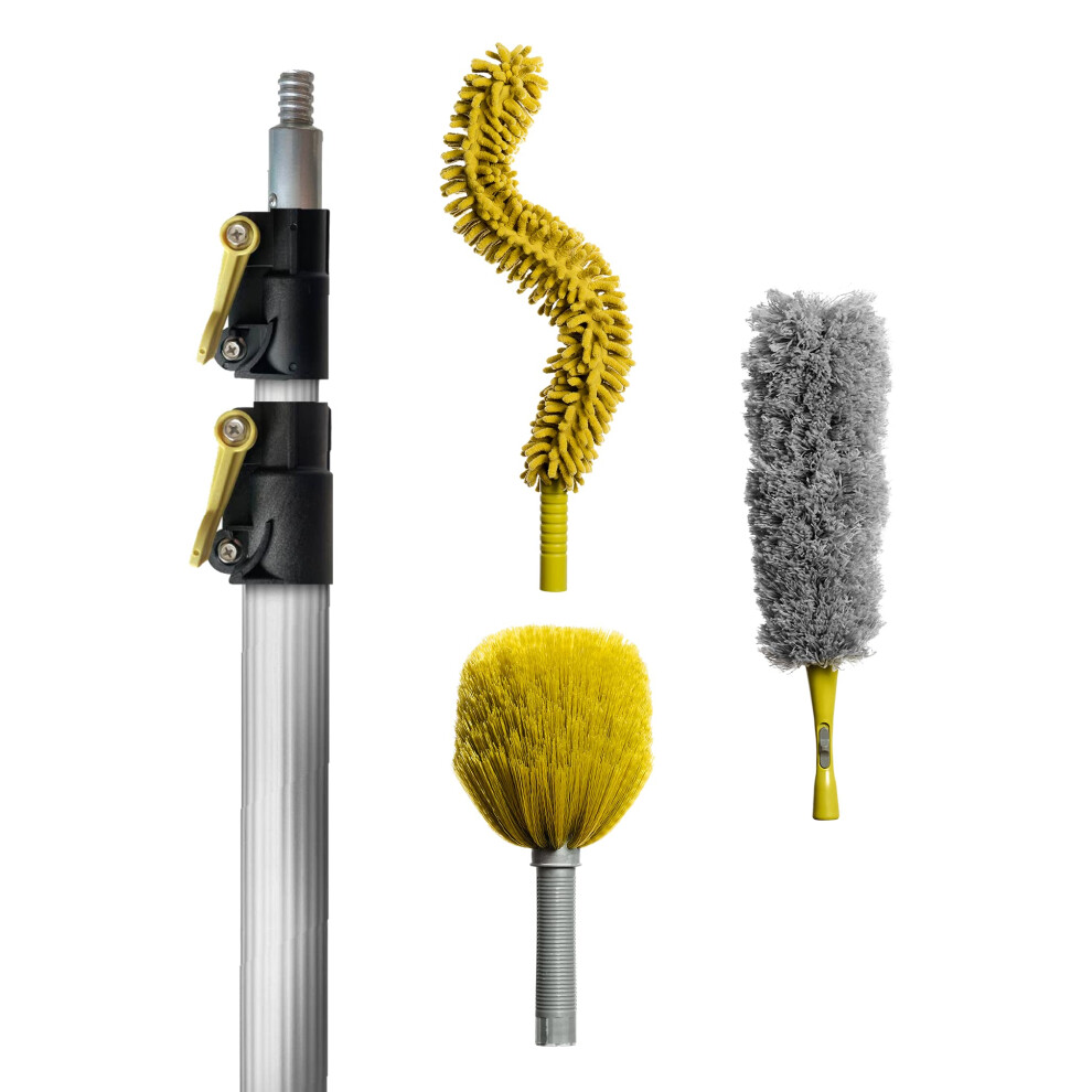 DocaPole 36 Foot (11m) High Reach Dusting Kit with 7-30 Foot (2.1m-9.1m) Extension Pole // Cleaning Kit Includes 3 Dusting Attachments