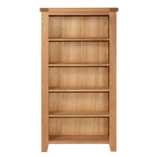 Hallowood Furniture Cotswold Oak Wide CD Storage in Oak Finish, Bookcase with 5 Shelves, Wooden DVD Storage Cupboard, CD