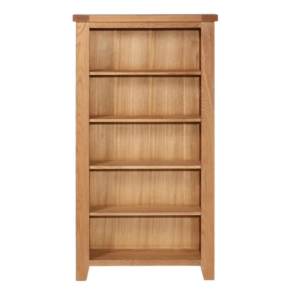 Hallowood Furniture Cotswold Oak Wide Cd Storage In Oak Finish, Bookcase With 5 Shelves, Wooden Dvd Storage Cupboard, Cd