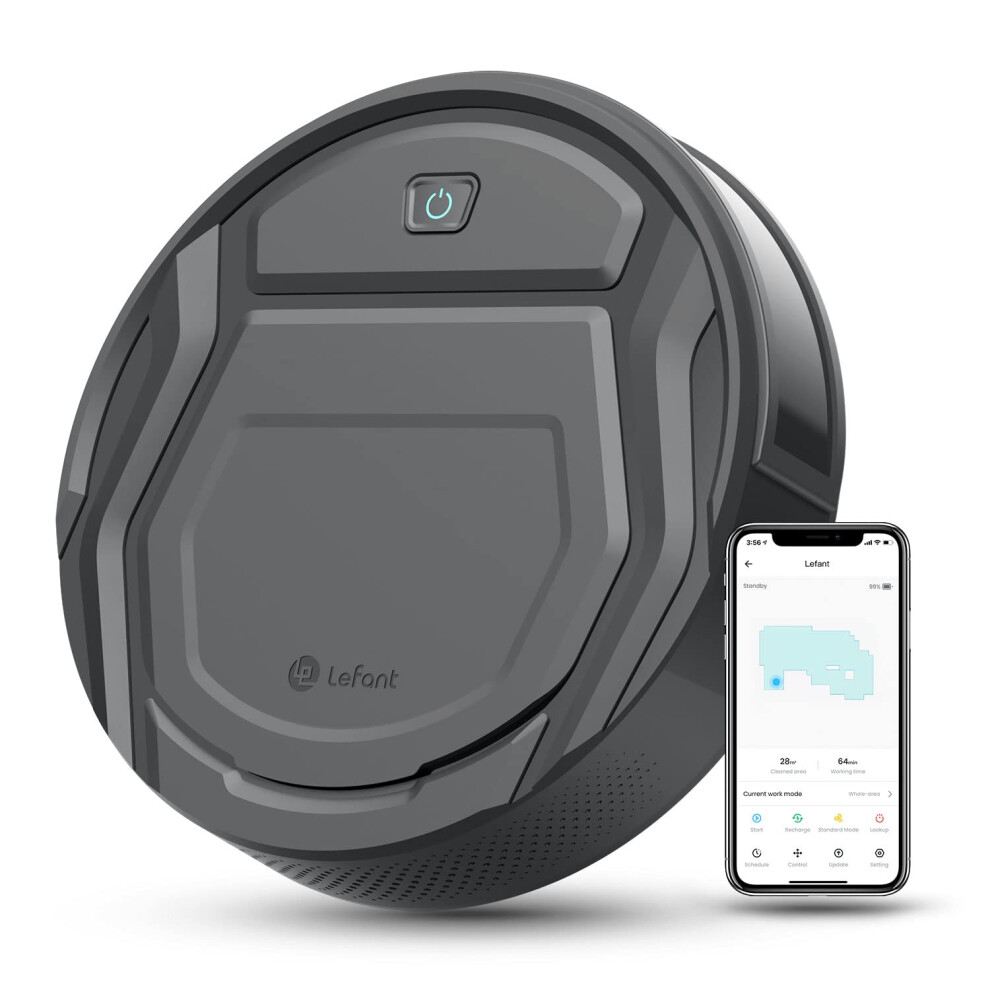 Lefant M210p Robot Vacuum Cleaner, Small Robot Robotic Vacuum 7.8Cm Thin 28Cm Dia, 2200 Pa Suction Grey