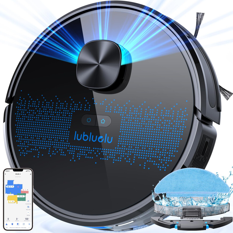 Lubluelu Robot Vacuum Cleaner With Mop 4000Pa, 2 In 1 Robot Vacuum, Lidar Navigation, 5 Real-Time Mapping,10 No-go Zones