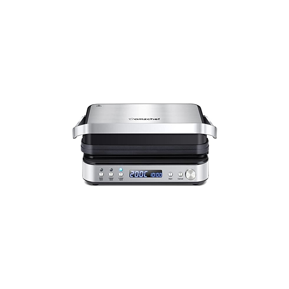 Amzchef 4-In-1 Machine (Electric Grill, Griddle, Panini Presse, Waffle Maker) - 2000W Health Grill Grey