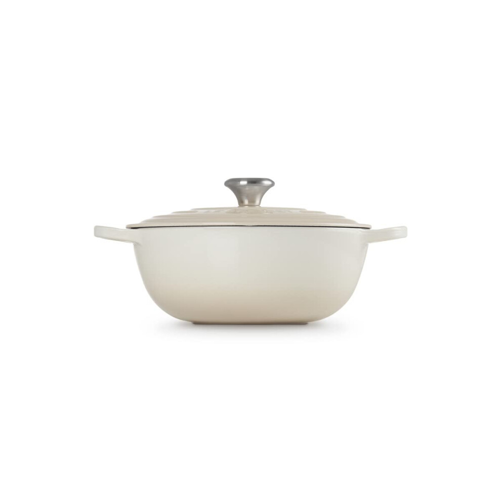 Le Creuset Signature Enamelled Cast Iron La Marmite Casserole Dish With Lid, 26 cm, 4.1 Litres, Meringue, 21114267160430