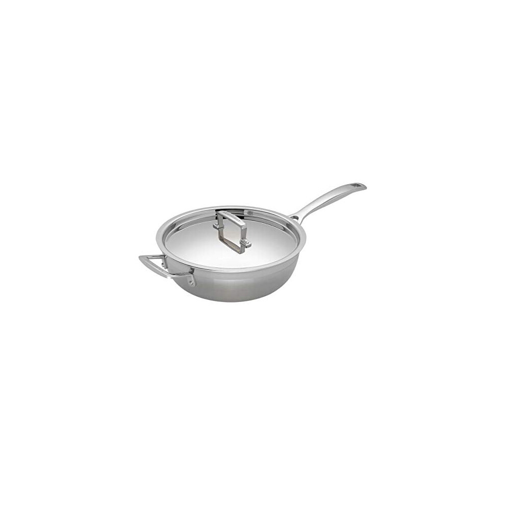 Le Creuset 3-Ply Stainless Steel Non-Stick Chef Pan with Lid, 24 x 8.5 cm , Silver, 96201424001000