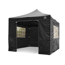 All Seasons Gazebos 3x3m Heavy Duty Fully Waterproof Pop up Gazebo With 4 Side Walls and Accessory Pack - Black
