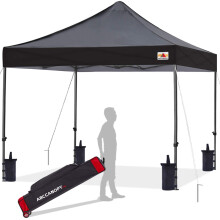 ABCCANOPY 2.5x2.5M Heavy Duty Pop Up Gazebo With Upgraded Roller Bag, 4 Weight Bags, Stakes and Ropes,(Black) For Festival