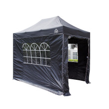 All Seasons Gazebos 3x2m Heavy Duty Fully Waterproof Pop up Gazebo with 4 Side Walls - Black
