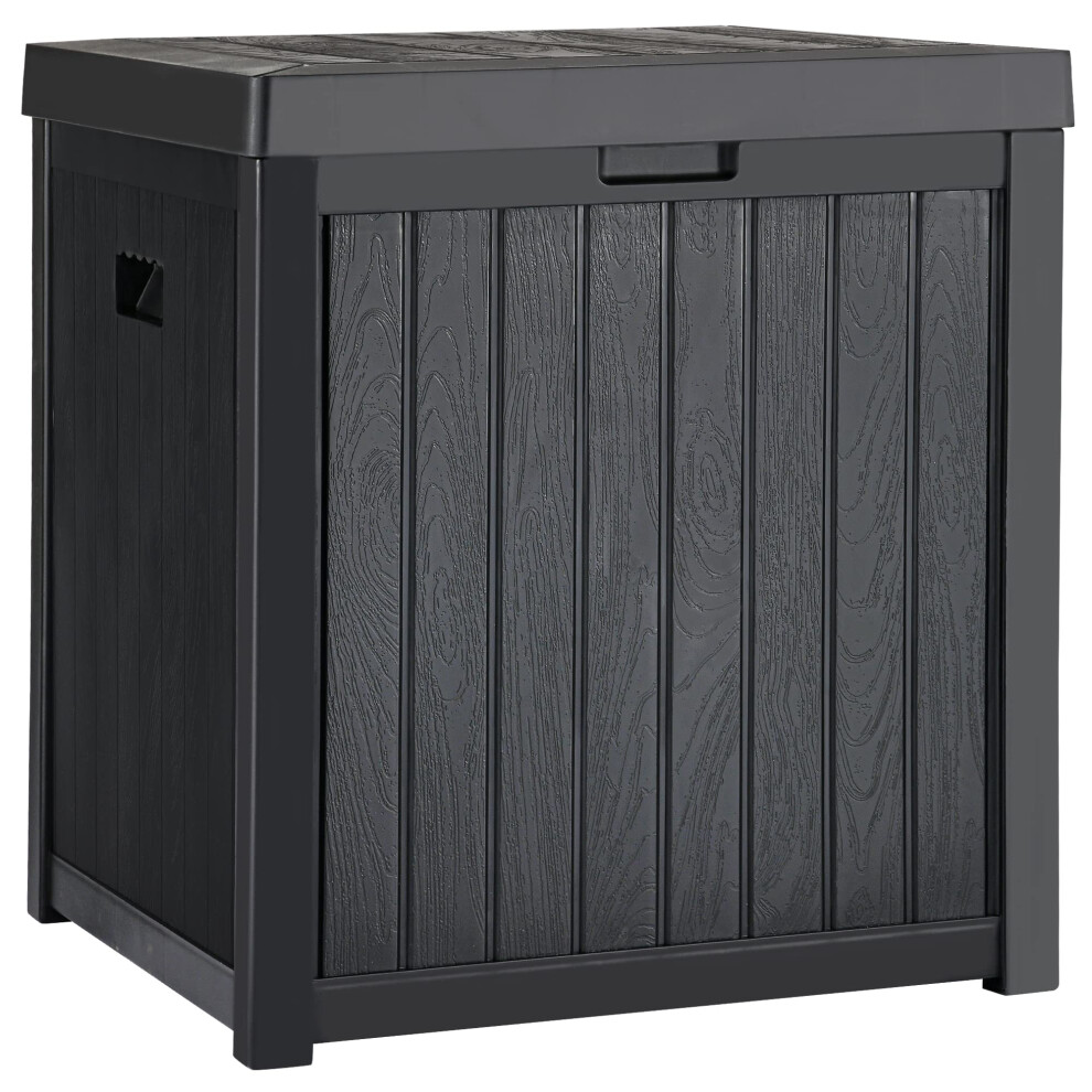 YITAHOME 195L Medium Deck Box,Outdoor Storage Container for Patio Cushions,Pool Supplies,Garden Tools,Weather,Brown Resistant,Lockable,Resin (Black)
