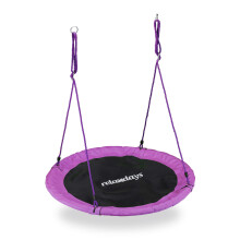 Relaxdays Outdoor Nest Swing for Kids & Adults, 110 cm, for Up To 100 kg, Round Swing, Purple