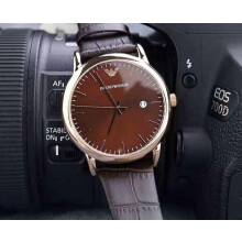 EMPORIO ARMANI MEN'S AR2503 BROWN STRAP BROWN DIAL ROSE GOLD CASE