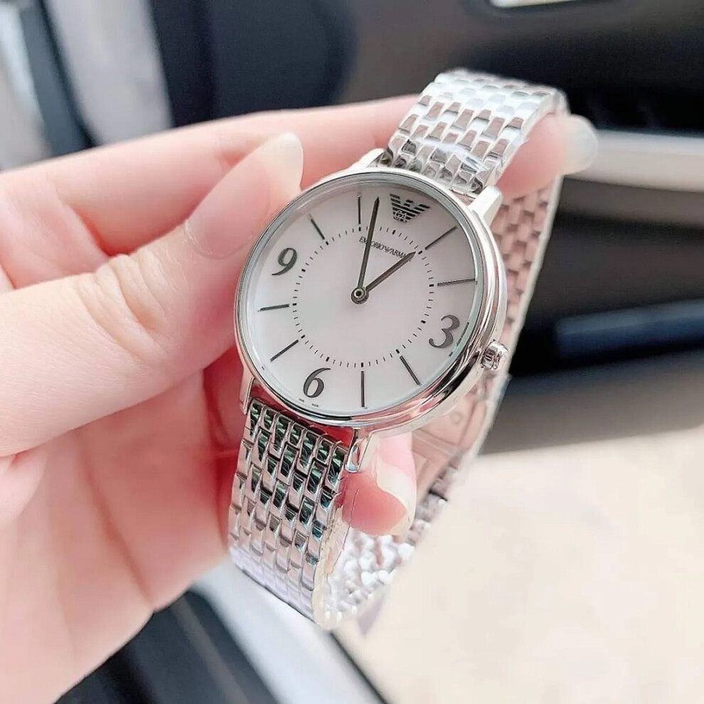 EMPORIO ARMANI WOMEN'S AR2507 SILVER BRACELET WHITE DIAL SILVER CASE
