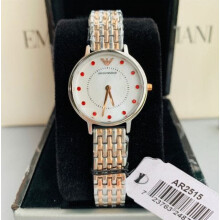 EMPORIO ARMANI WOMEN'S AR2515 SILVER ROSE GOLD BRACELET WHITE DIAL