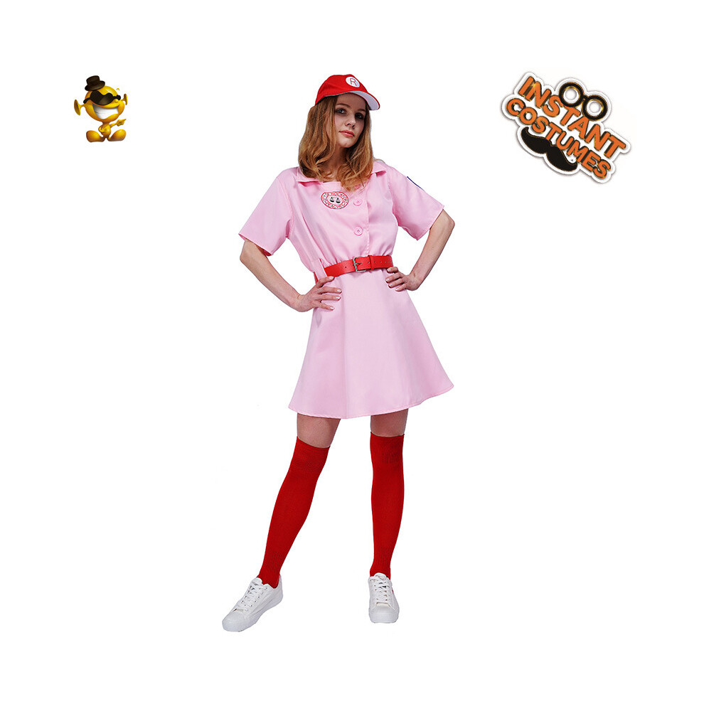 (L) Adult Girls Pink Baseball Uniform Suit Masquerade Cosplay Costume