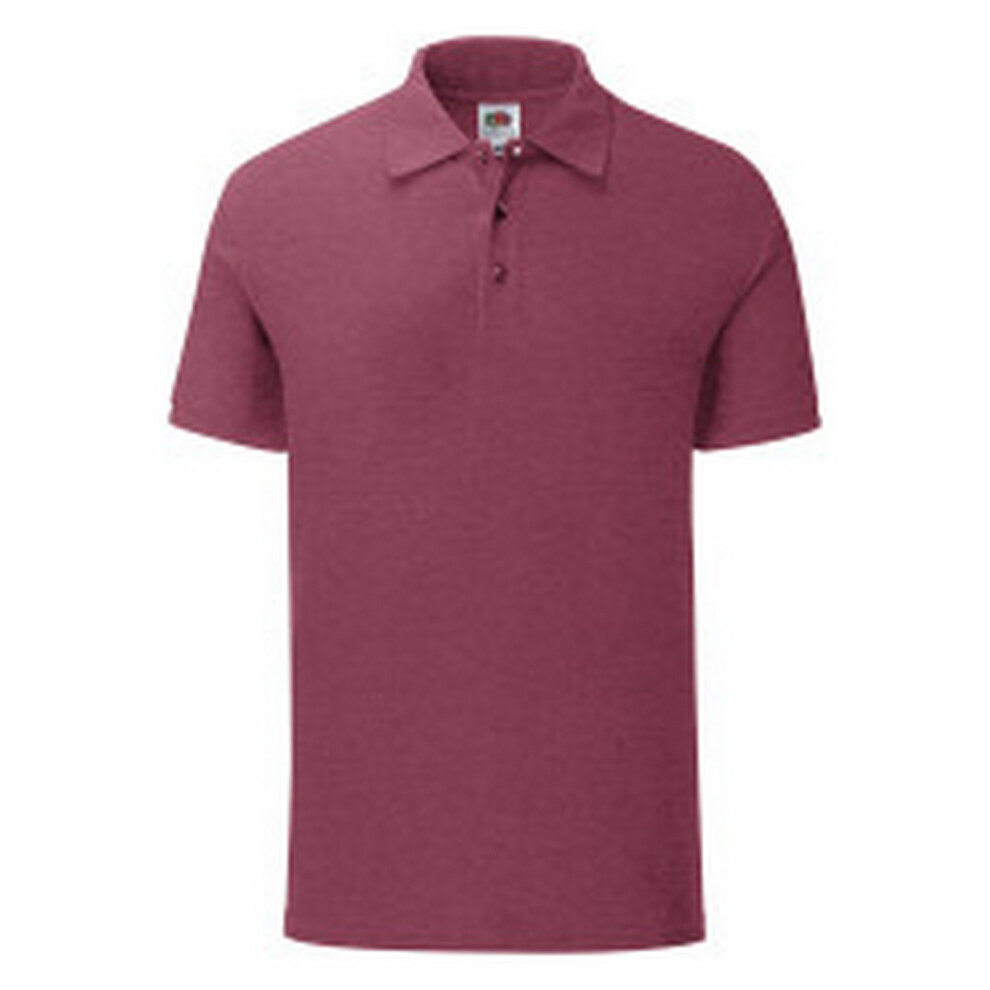 (S, Heather Burgundy) Fruit Of The Loom Mens Iconic Polo Shirt