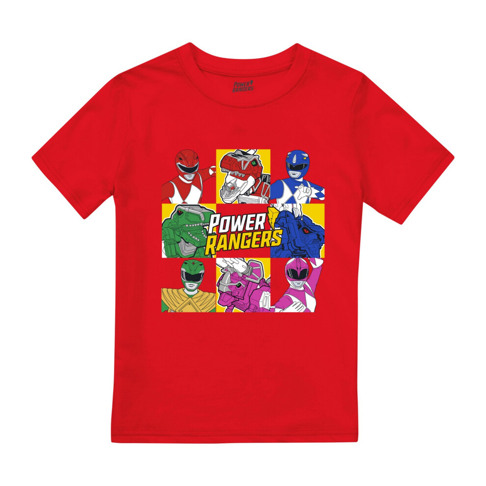 (7-8 Years, Red) Power Rangers Boys Group Box T-Shirt