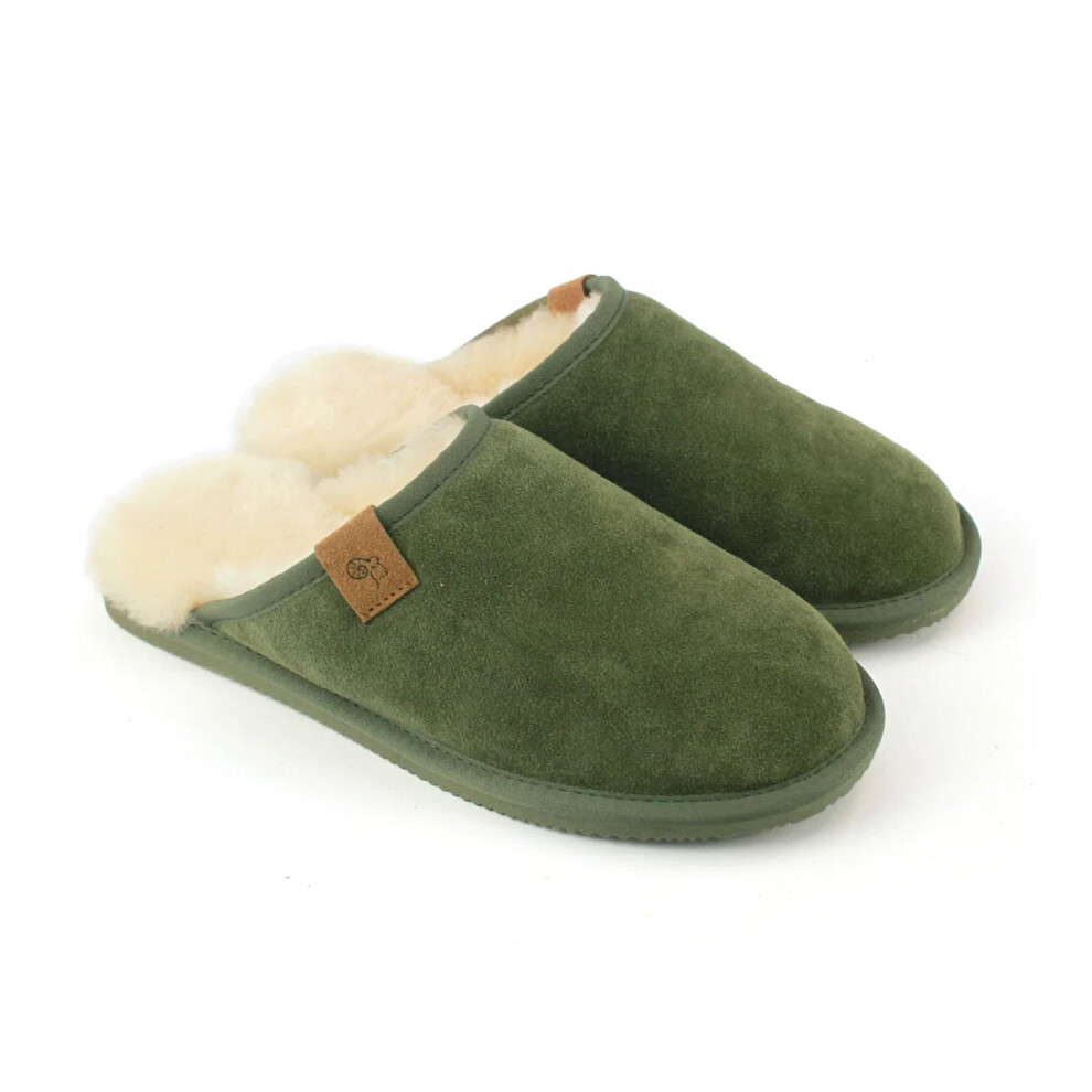 (9 UK, Olive) Eastern Counties Leather Mens Ellis Sheepskin Slippers