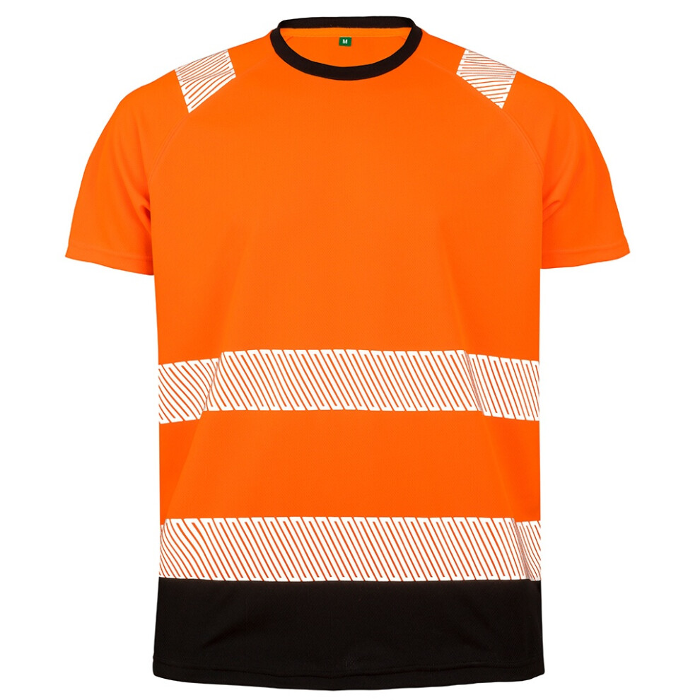 (S-M, Fluorescent Orange) Result Genuine Recycled Mens Safety T-Shirt