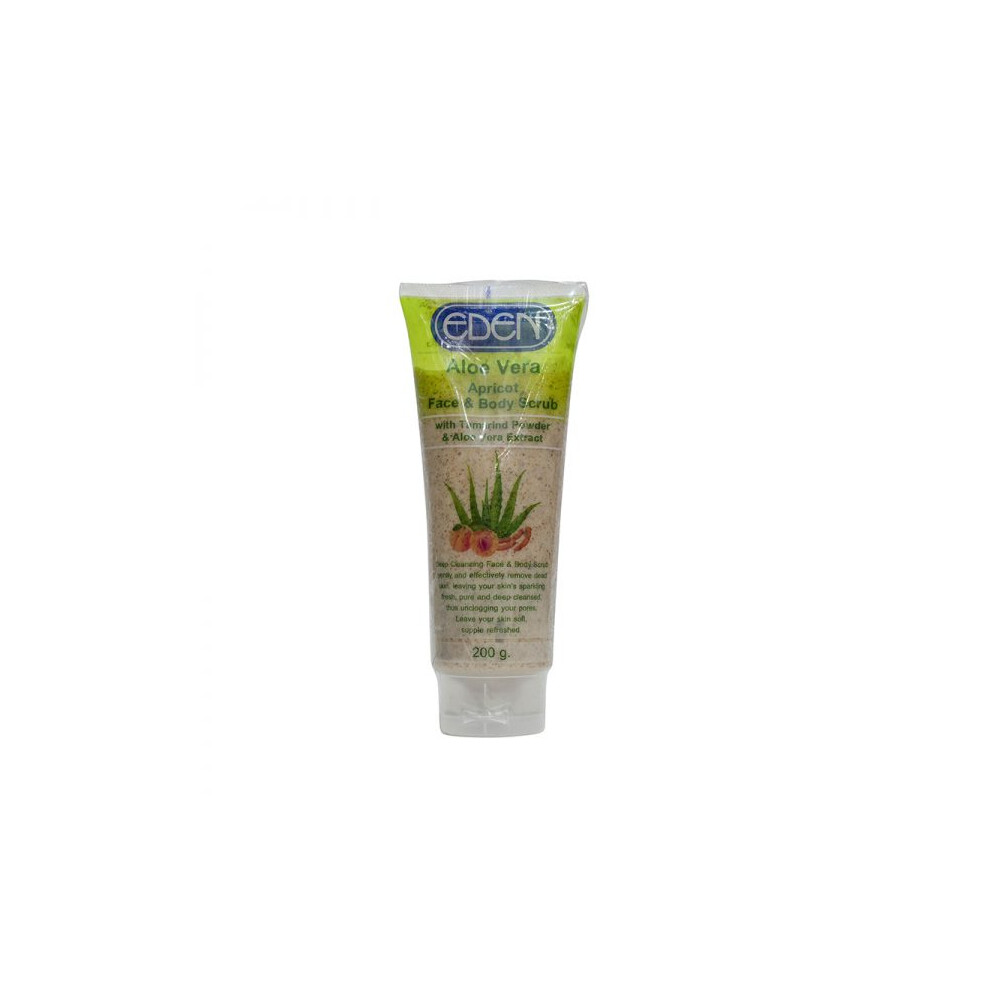 Eden Aloe Vera Apricot Face & Body Scrub Enriched With Aloe Vera Extract for Removing Impurities, Blackheads 200g