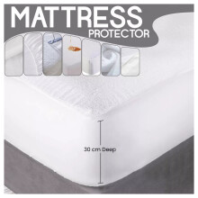 (King Mattress Protector) White Waterproof Mattress Protectors Terry Towel