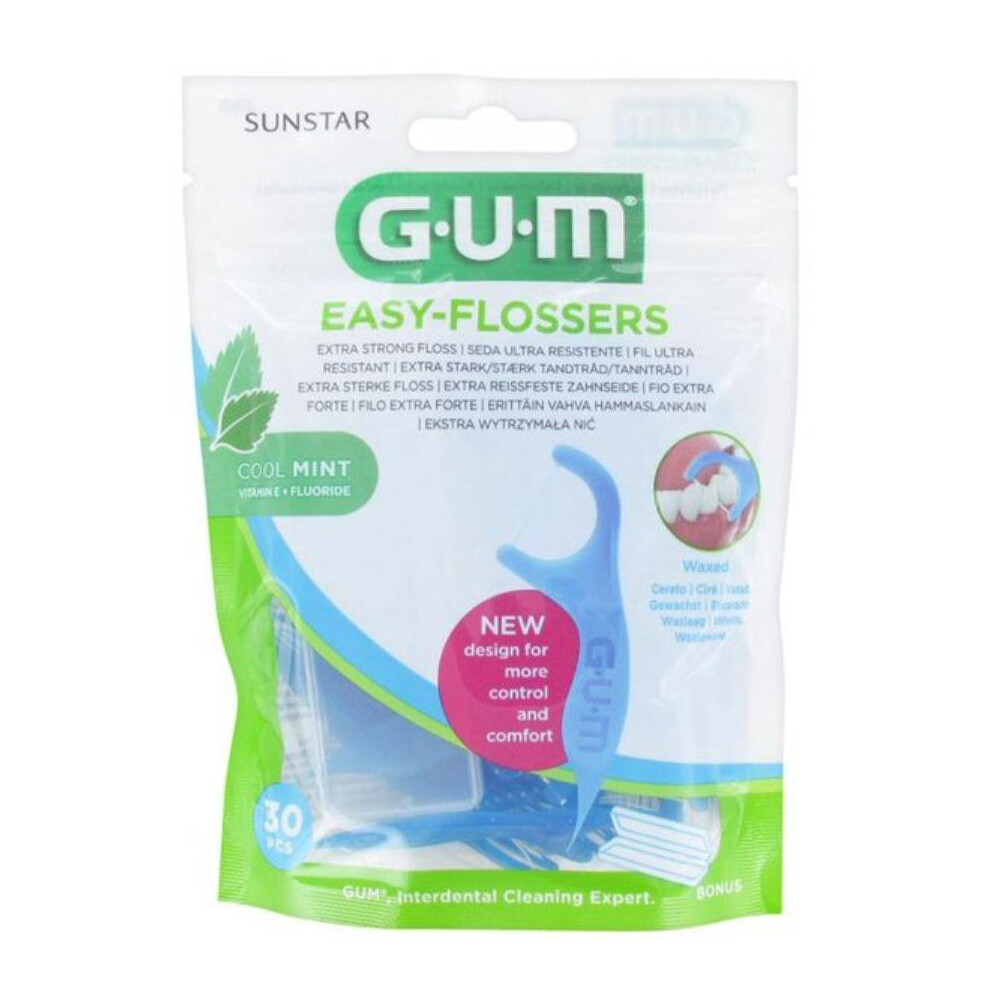 Gum Easy Flossers 30's With Fluoride And Vitamin E, Dental Wax, Menthol And Ultra-resistant, Efficiently Removes Plaque