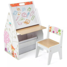 Double-Sided Kids Art Easel Play Station Table Chair Set