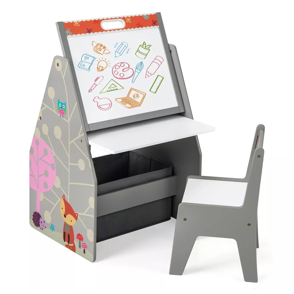 Double-Sided Kids Art Easel Play Station Table Chair Set