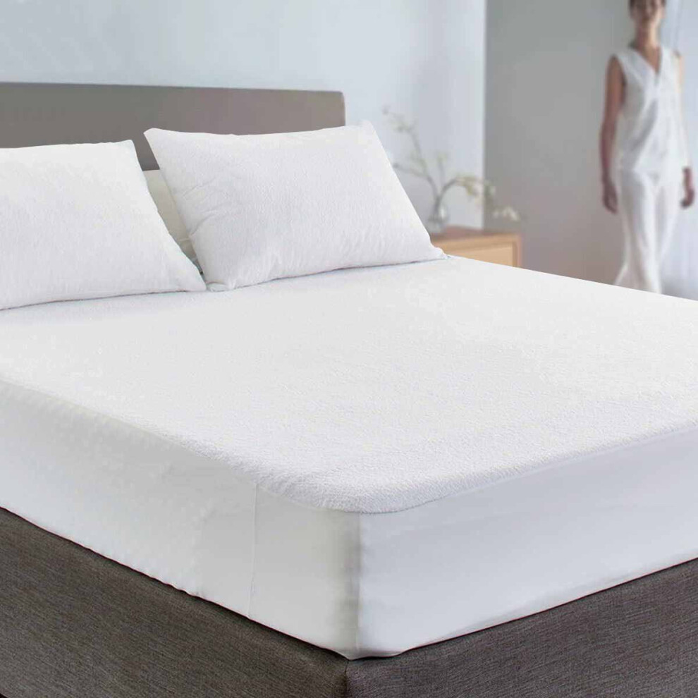 (Super King Mattress Protector) Waterproof Mattress Protector Cotton Terry Towel