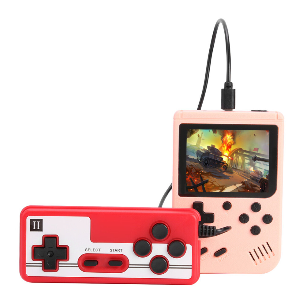 (Pink-Doubles) Retro Portable Mini Handheld Video Game Console 8 Bit 3.0 Inch Color LCD Kids Color Game Player Built in 500 Games