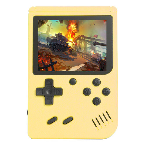 (Yellow) Retro Portable Mini Handheld Video Game Console 8 Bit 3.0 Inch Color LCD Kids Color Game Player Built in 500 Games
