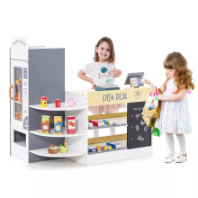 Kids Pretend Grocery Store Wooden Children Playset 15pcs accessories