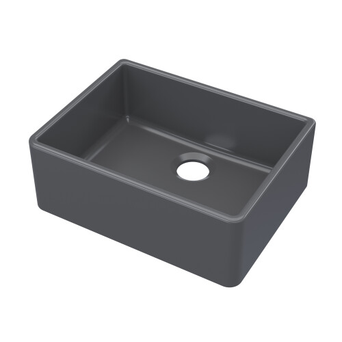 Balterley 595mm - Fireclay Kitchen Single Bowl Butler Sink  - Soft Black 2