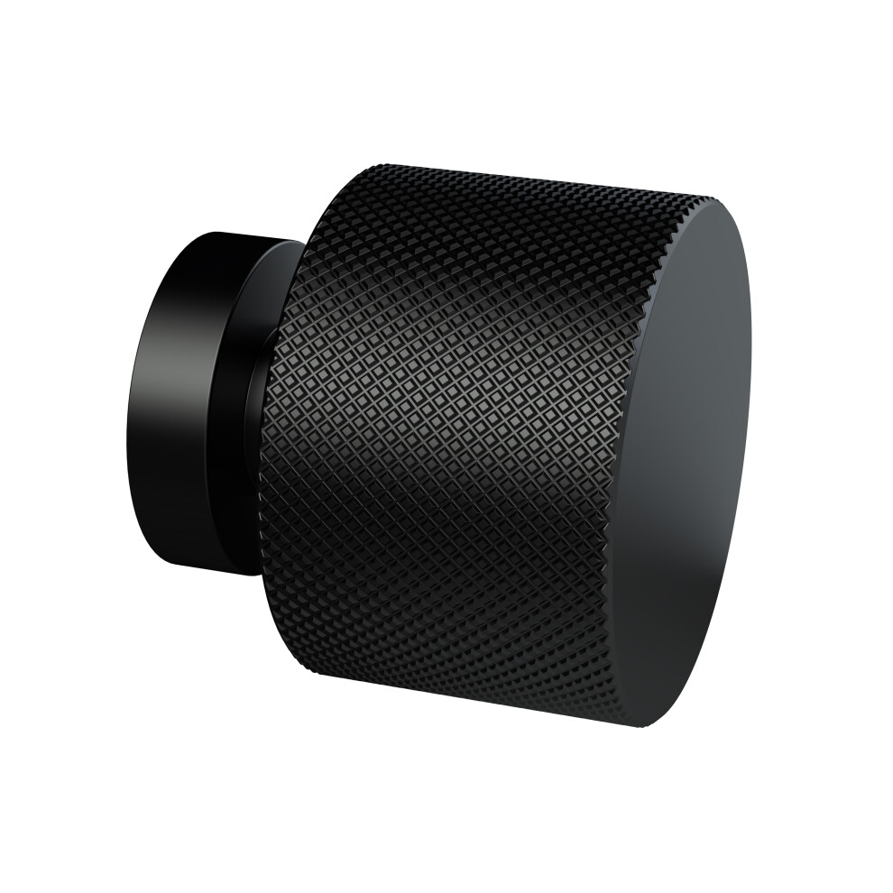 Knurled Indented Round Knob, 30mm - Matt Black