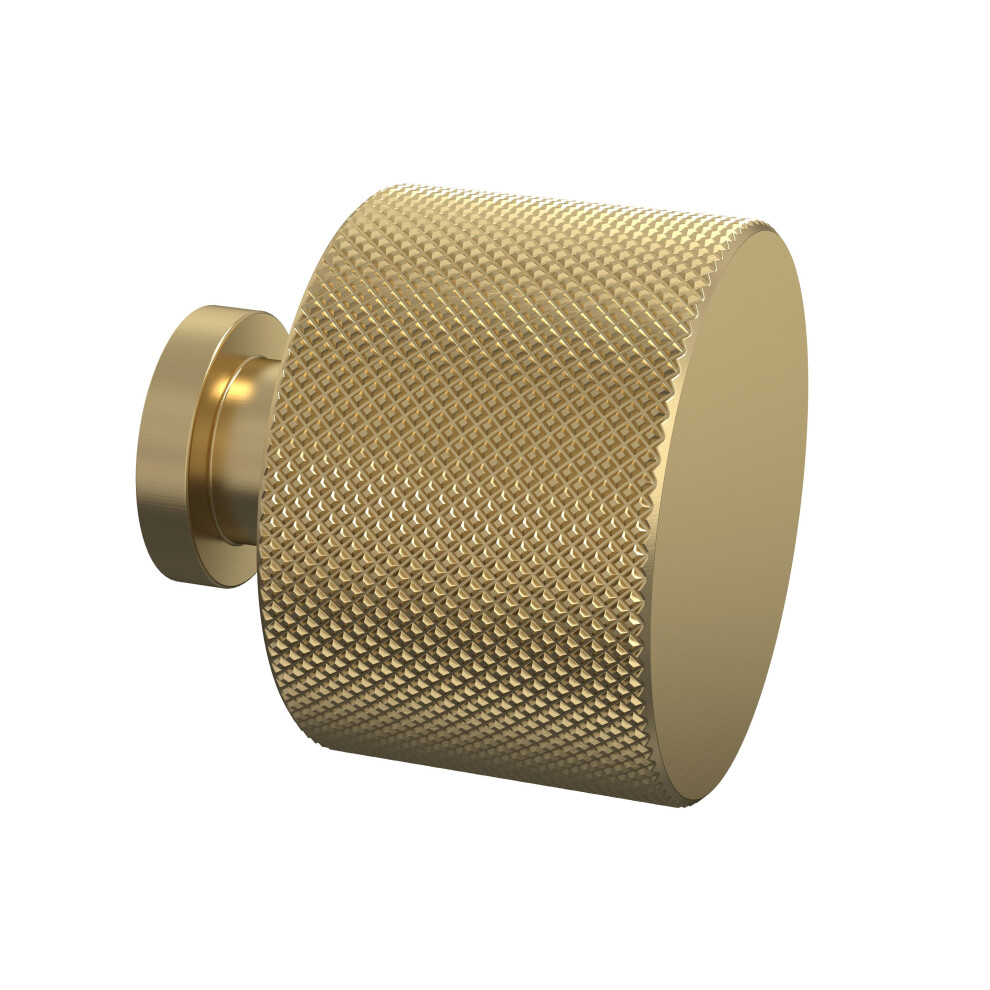 Knurled Indented Round Knob, 30mm - Brushed Brass