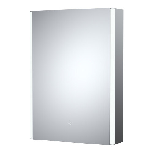 Balterley Rectangular 1 Door Touch Sensor Mirror Cabinet with 2 Shelves, Demister & Shaver Socket, 500mm - White/Chrome 1