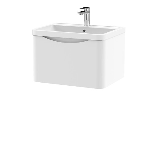 Balterley Wall Hung 1 Drawer Vanity Basin Unit with Polymarble Basin, 600mm - Satin White 2