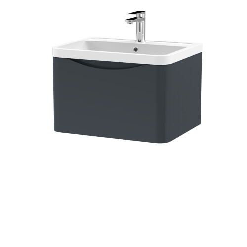 Balterley Wall Hung 1 Drawer Vanity Basin Unit with Polymarble Basin, 600mm - Soft Black 2
