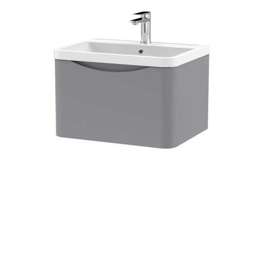 Balterley Wall Hung 1 Drawer Vanity Basin Unit with Polymarble Basin, 600mm - Satin Grey 2