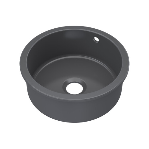 Balterley Fireclay Single Bowl Round Undermount Kitchen Sink, Central Waste & Overflow, 460mm - Soft Black 2