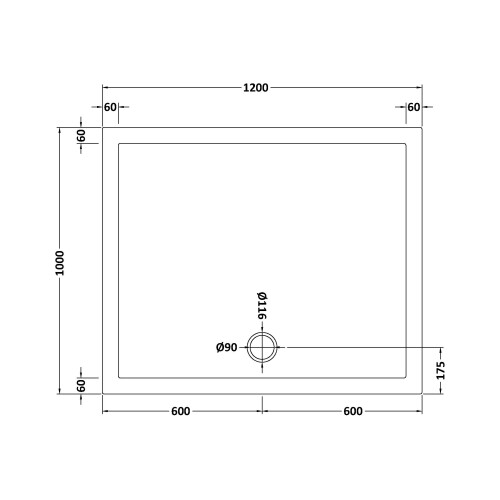 Balterley 1200mm x 1000mm Premium Rectangular Shower Tray - Slate Grey 2