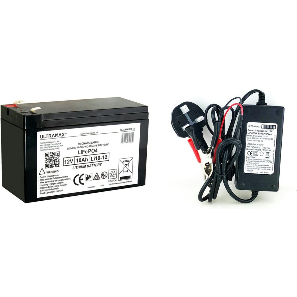 Ultramax LI10-12 12v 10Ah Lithium Iron Phosphate (LiFePO4) Battery