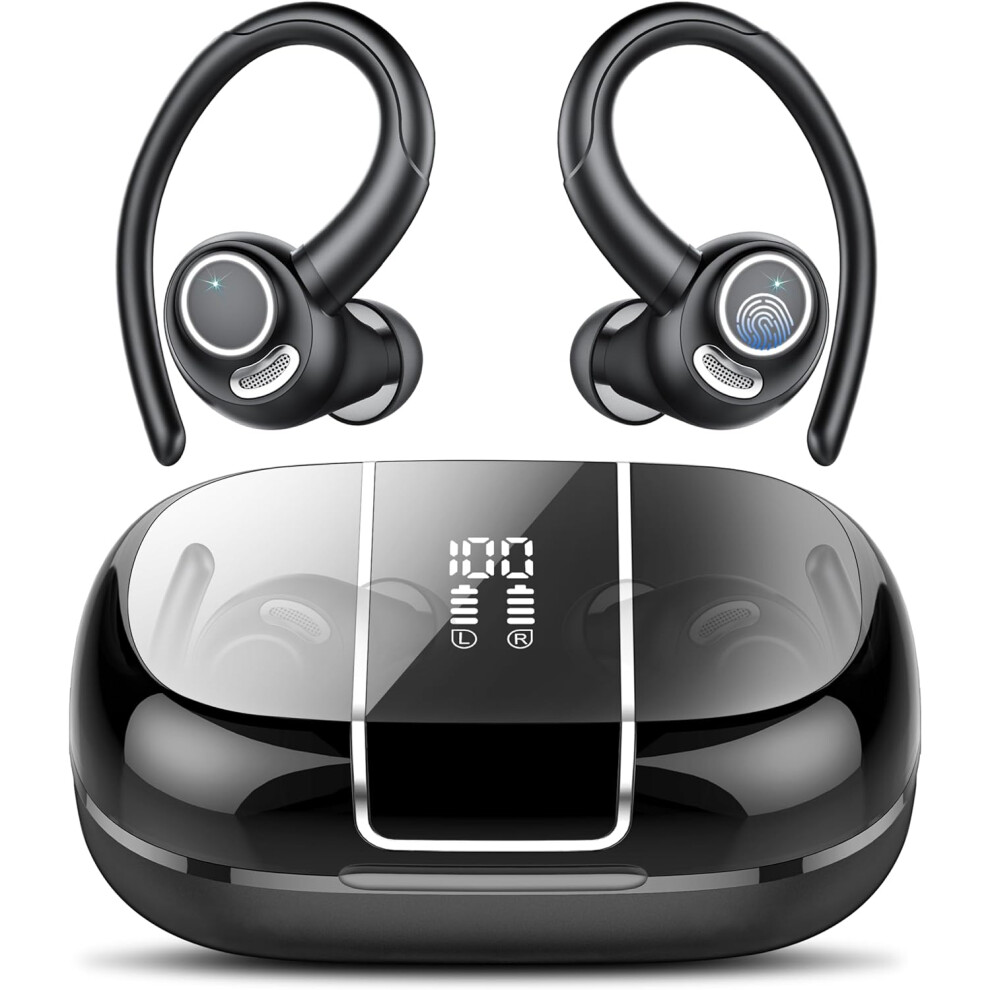 Csasan Wireless Earbuds, Bluetooth 5.3 Headphones With Enc Noise Canceling Mic, 3D Stereo Wireless Earphones, 48H Led Display Ear Buds With Earhooks